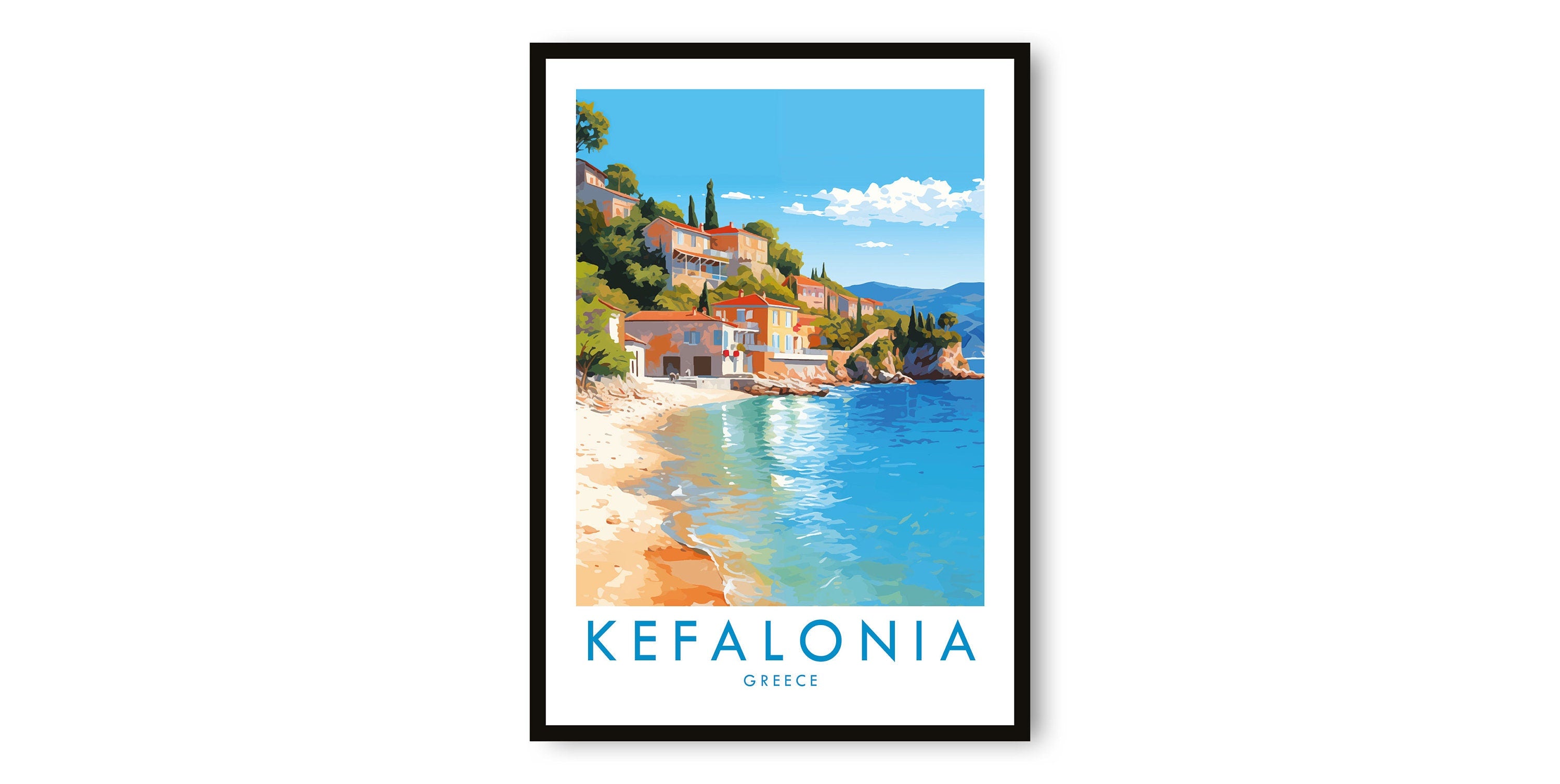 Kefalonia Travel Print, Kefalonia Travel Poster, Greece Print, Travel Decor, Popular Print, Birthday Gift, A1/A2/A3/A4/A5