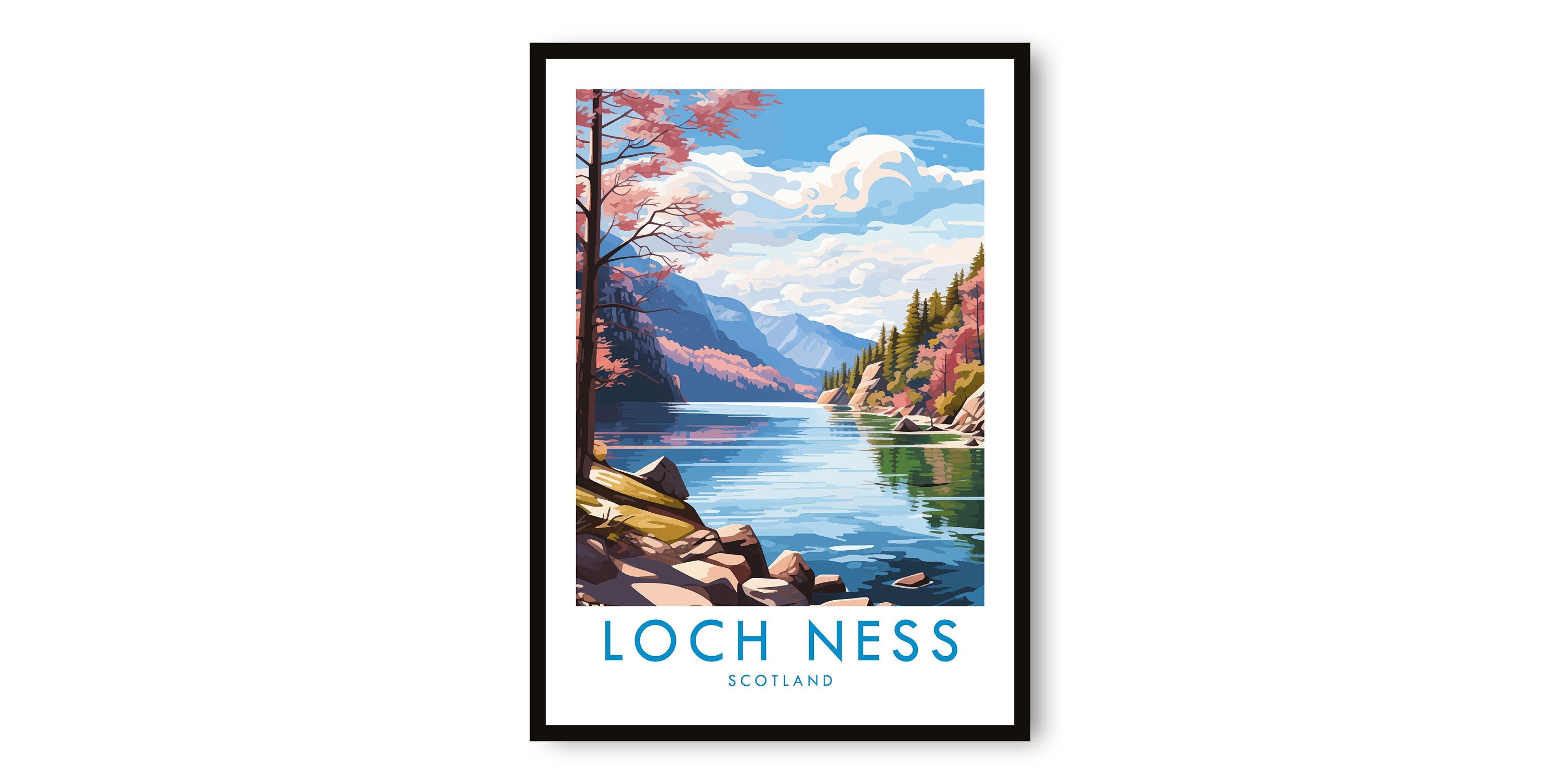 Loch Ness Travel Print, Loch Ness Travel Poster, Scotland Print, Travel Decor, Popular Print, Birthday Gift, A1/A2/A3/A4/A5
