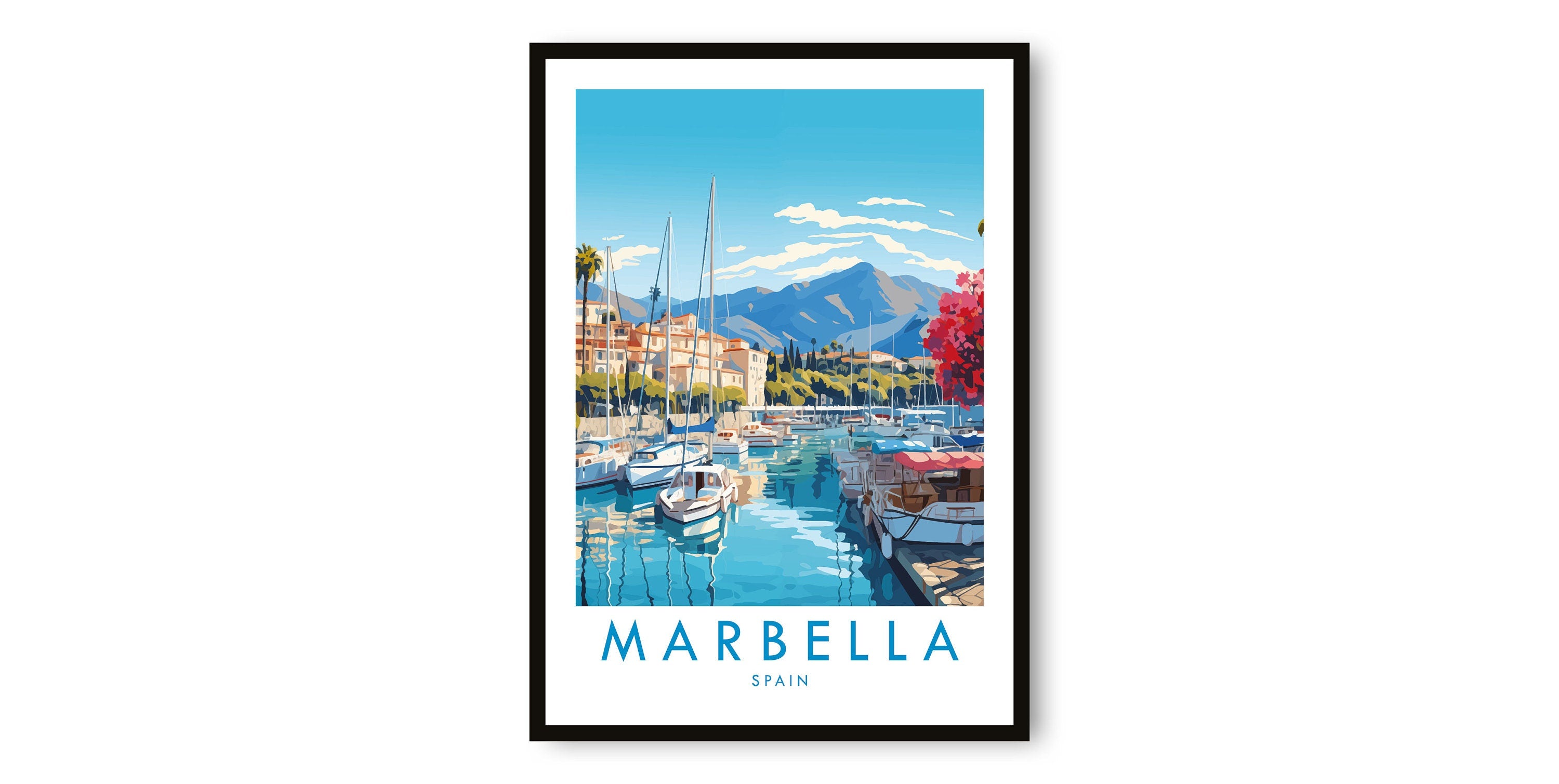 Marbella Travel Print, Marbella Travel Poster, Spain Print, Travel Decor, Popular Print, Birthday Gift, A1/A2/A3/A4/A5