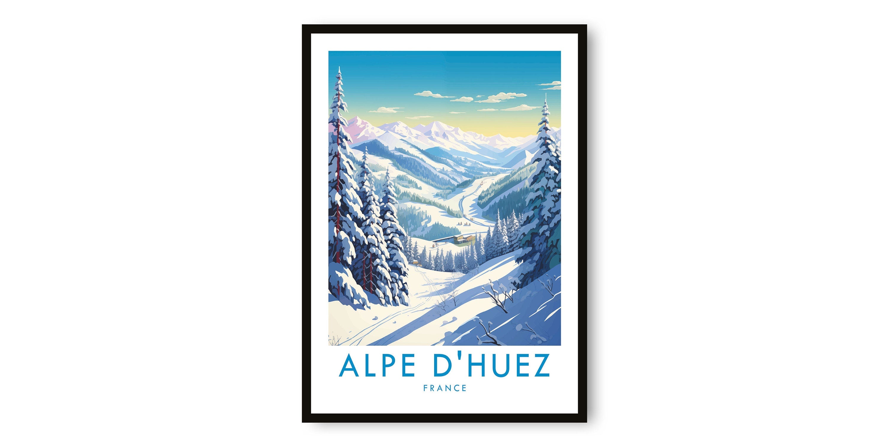 Alpe D'Huez Travel Print, Alpe D'Huez Travel Poster, France Print, Travel Decor, Popular Print, Skiing Print, Birthday Gift, A1/A2/A3/A4/A5