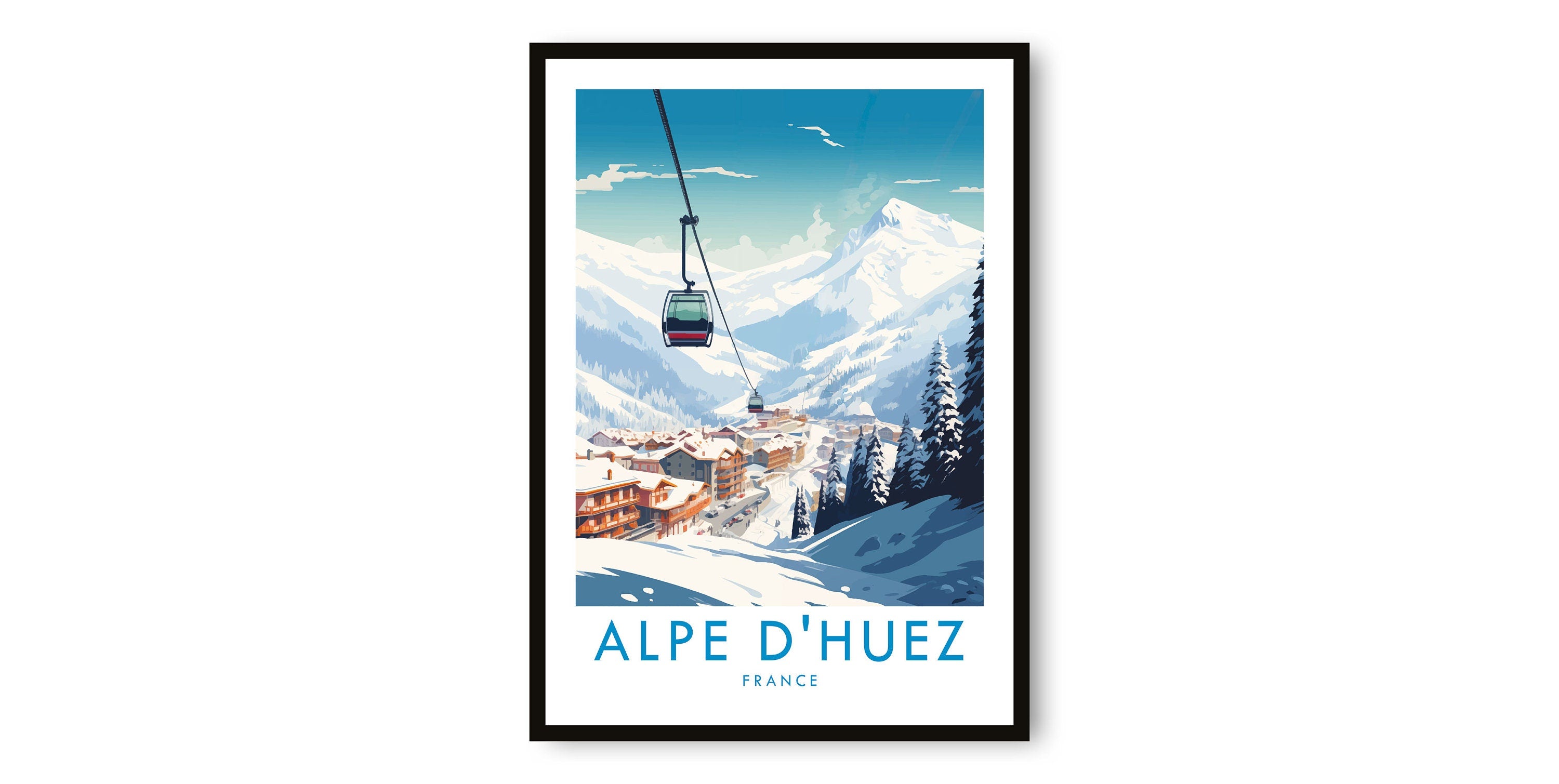 Alpe D'Huez Travel Print, Alpe D'Huez Travel Poster, France Print, Travel Decor, Popular Print, Skiing Print, Birthday Gift, A1/A2/A3/A4/A5