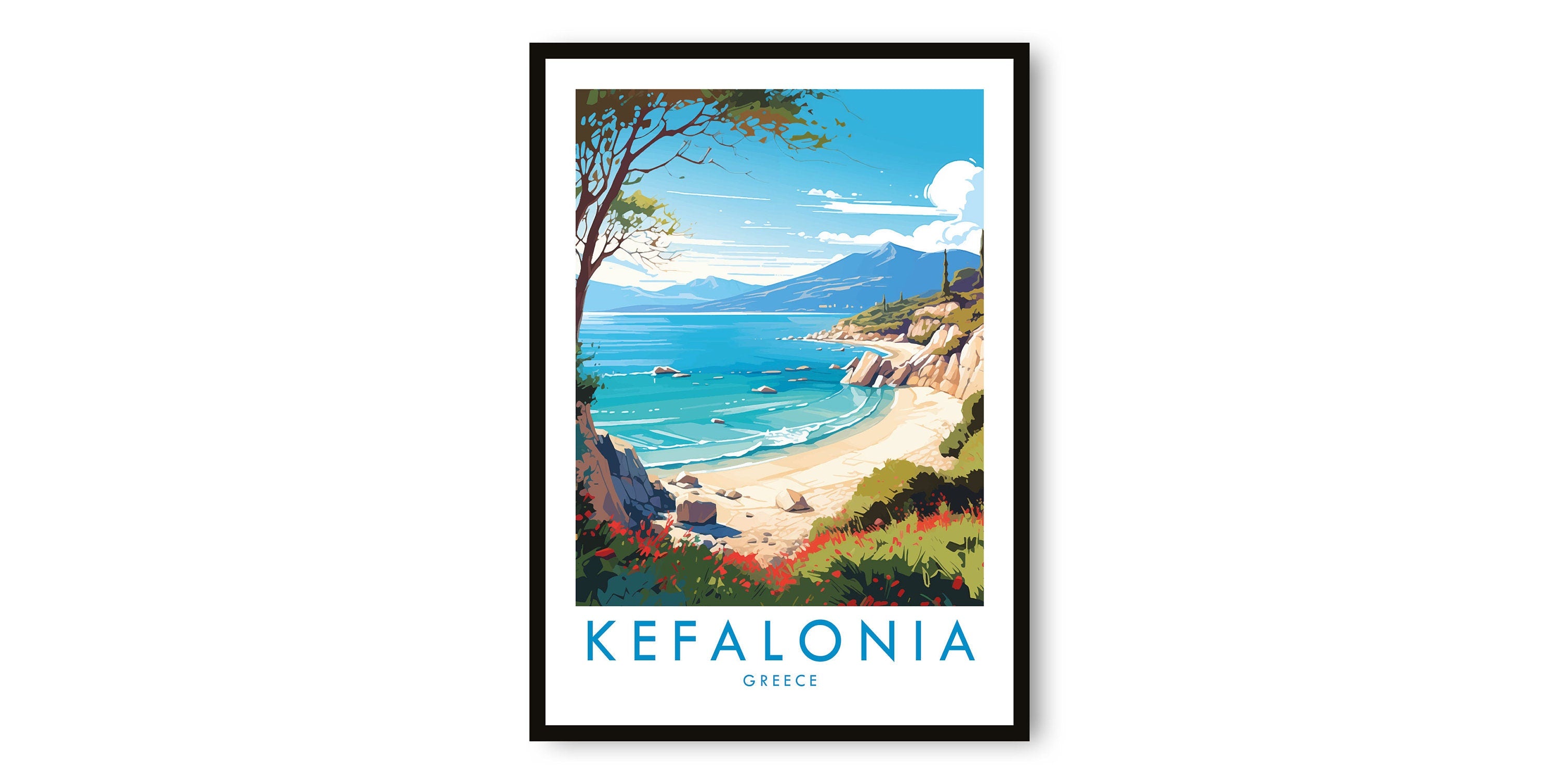 Kefalonia Travel Print, Kefalonia Travel Poster, Greece Print, Travel Decor, Popular Print, Birthday Gift, A1/A2/A3/A4/A5
