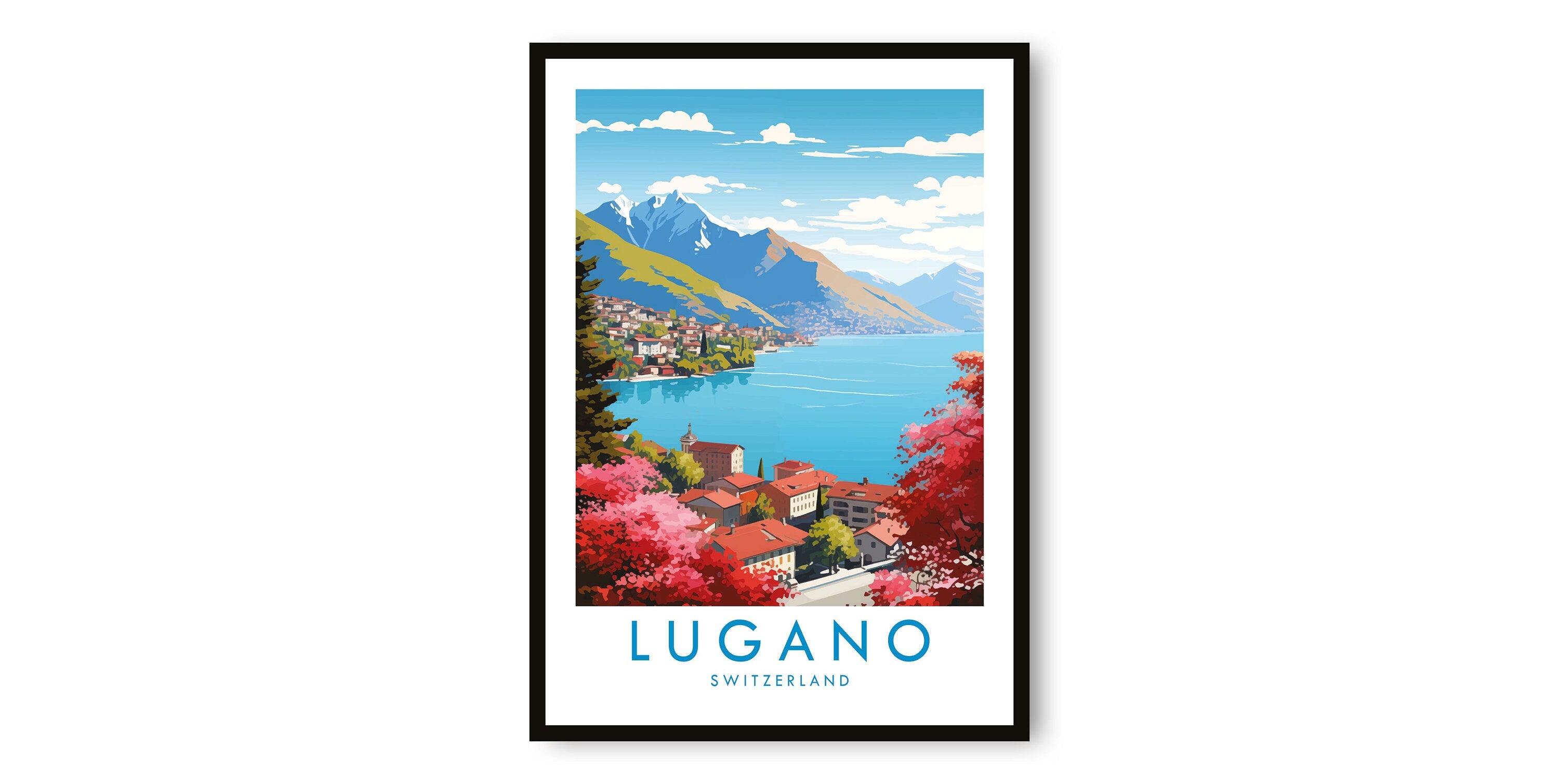 Lugano Travel Print, Lugano Travel Poster, Switzerland Print, Travel Decor, Popular Print, Birthday Gift, A1/A2/A3/A4/A5