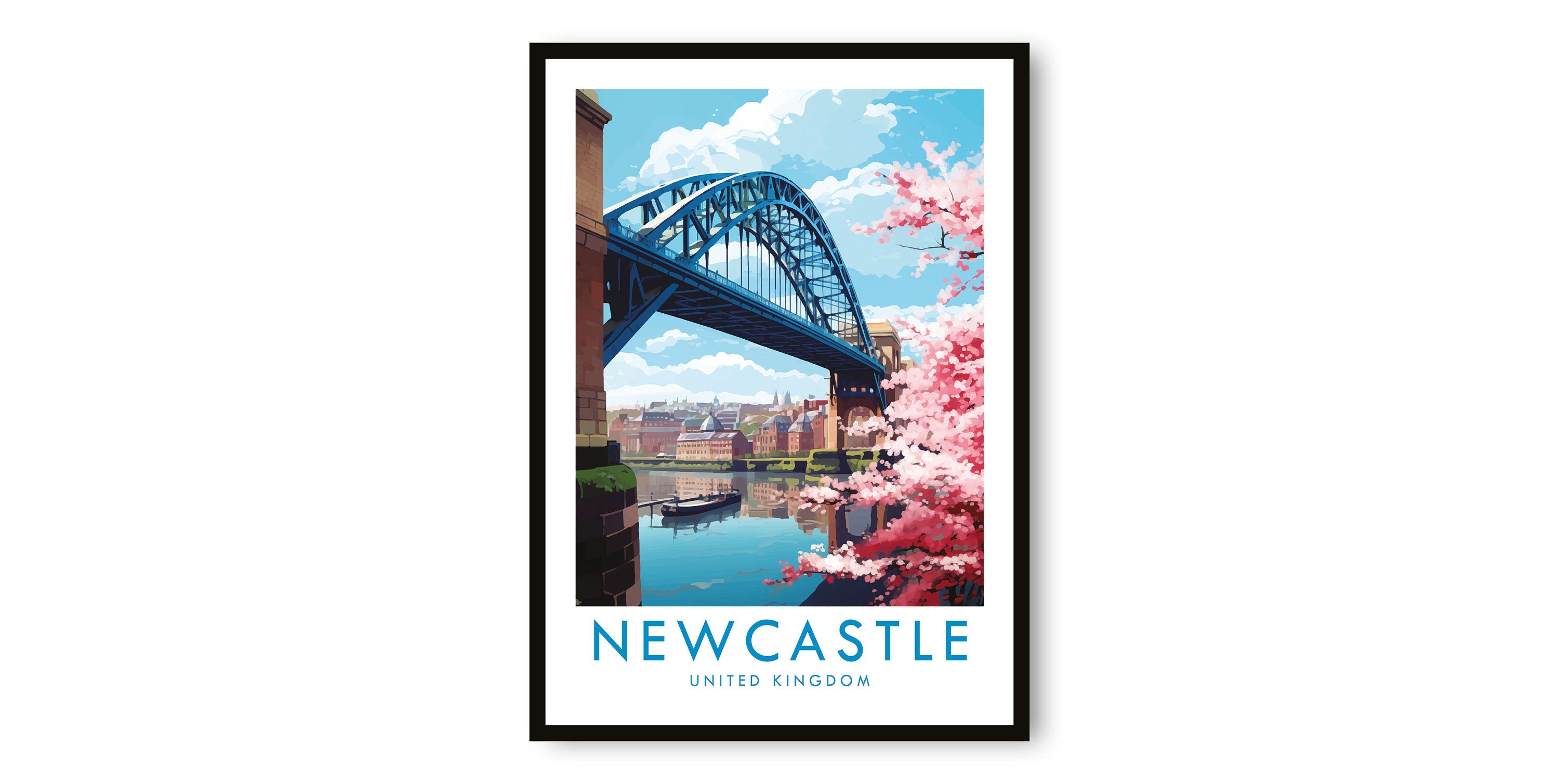 Newcastle Travel Print, Newcastle Travel Poster, United Kingdom Print, Travel Decor, Popular Print, Birthday Gift, A1/A2/A3/A4/A5