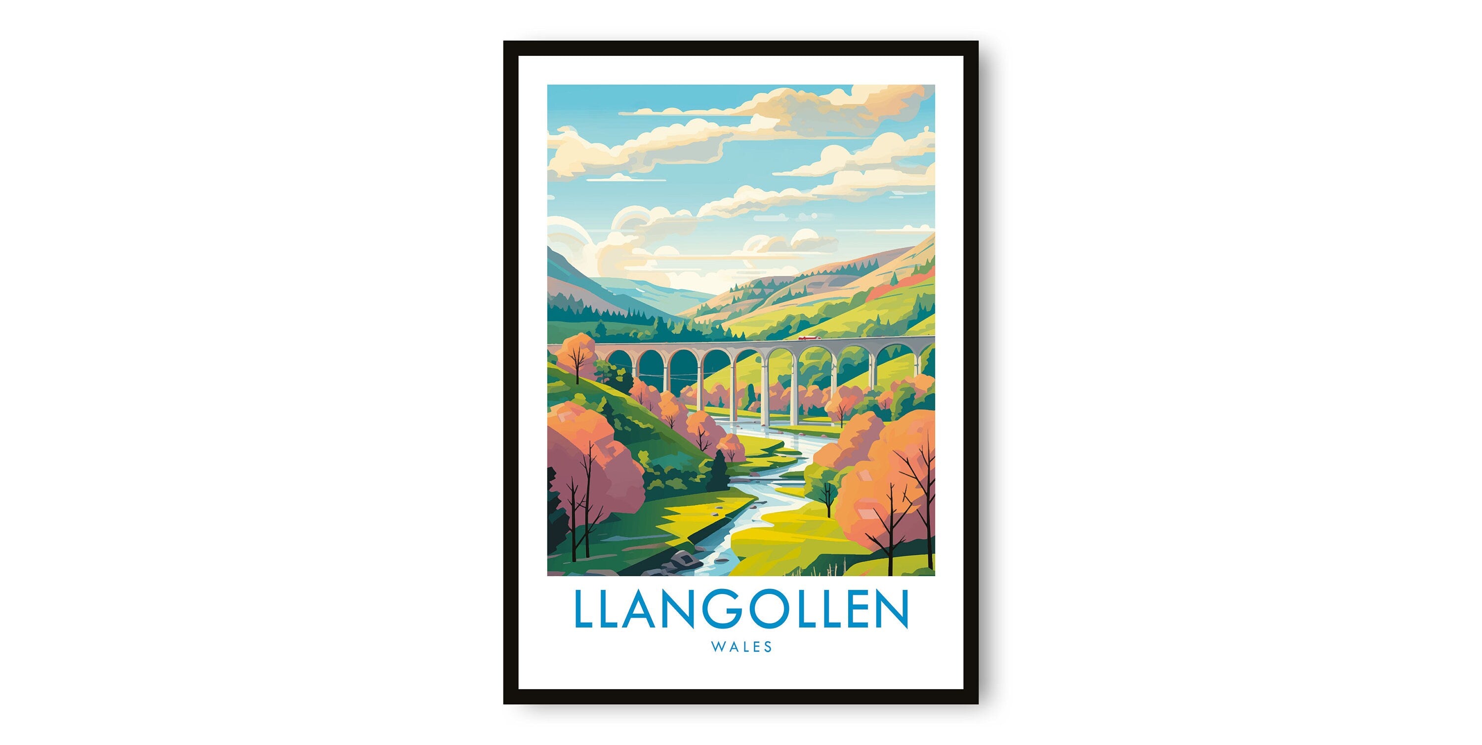 Llangollen Travel Print, Llangollen Travel Poster, Wales Print, UK print, Travel Decor, Popular Print, Birthday Gift, A1/A2/A3/A4/A5